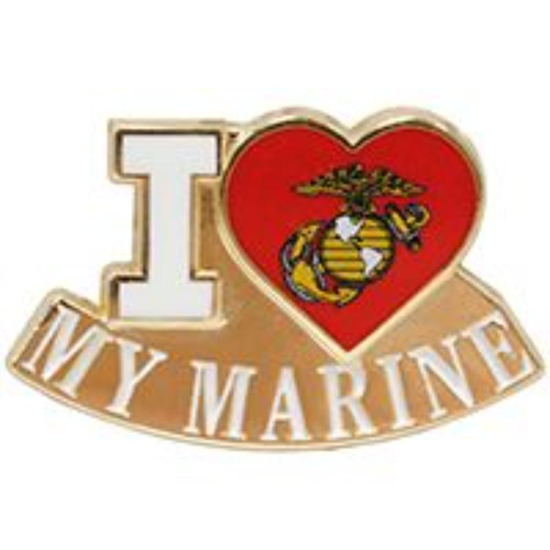P03915 Pin - USMC, I Love A Marine - 1.625 in.