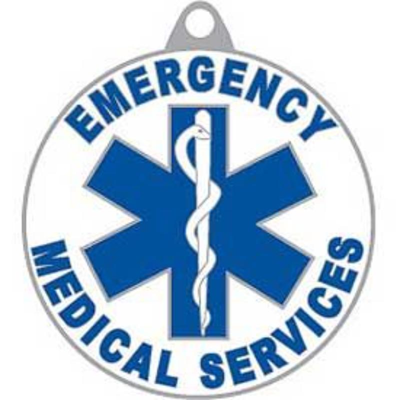 KC2547 Key Ring - EMS, Logo, Round - Bright-Shine - 1.5 in.