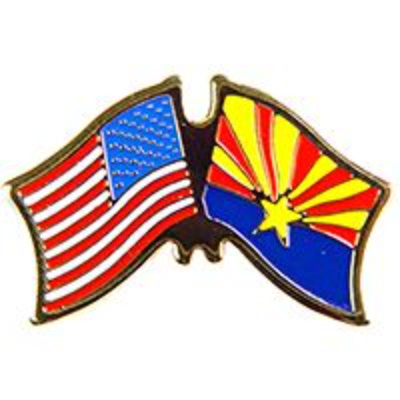 P09103 Cross Flags Pin - USA & Arizona - 1.125 in.