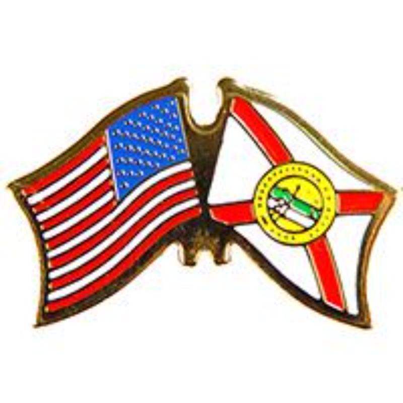 P09110 Cross Flags Pin - USA & Florida - 1.125 in.