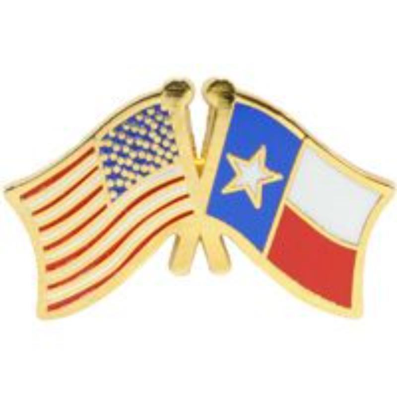 P09144 Cross Flags Pin - USA & Texas - 1.125 in.