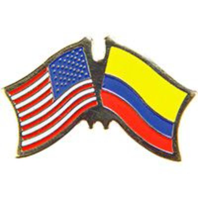 Cross Flags Pin - USA & Colombia - 1.125 in. - Durable Design