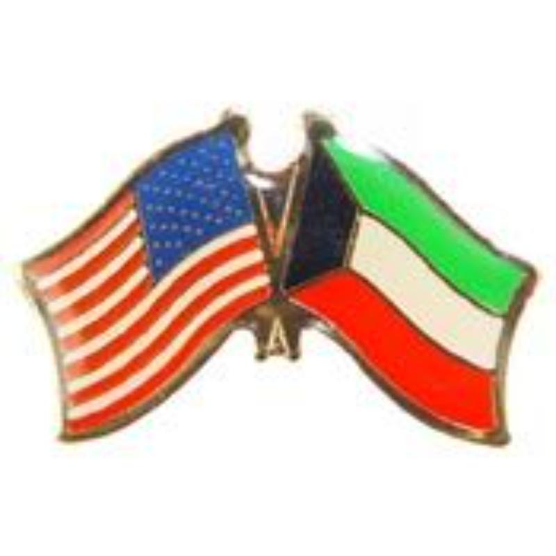 P09764 Cross Flags Pin - USA & Kuwait - 1.125 in.