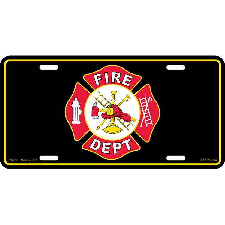 LP0620 License Plate Frame - Fire Department Logo - 6 x 12 in.