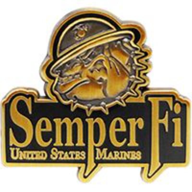 P12445 Pin - USMC, Devil Dog, Sempfi - 1.625 in.