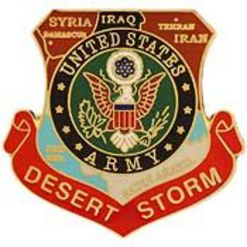 P12577 Pin - Desert Strom Army, Map - 1 in.