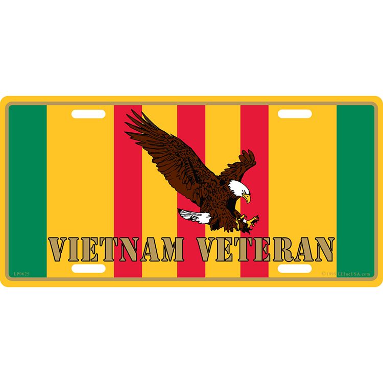 LP0625 License Plate Frame - Vietnam Veteran & Eagle - 6 x 12 in.