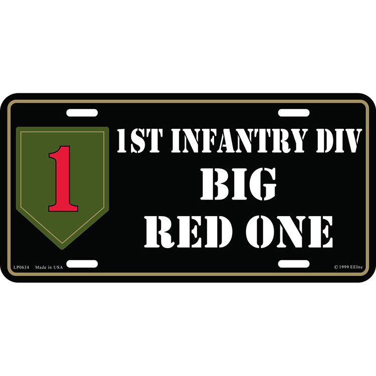 LP0634 License Plate Frame - Army, 1st.Infantry Division - 6 x 12 in.