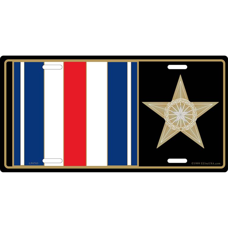 LP0705 License Plate Frame - Medal, Silver Star - 6 x 12 in.