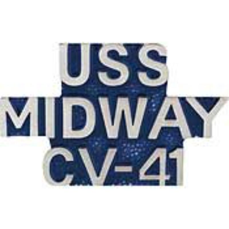 P14973 Pin - USS, Midway - Script - 1 in.
