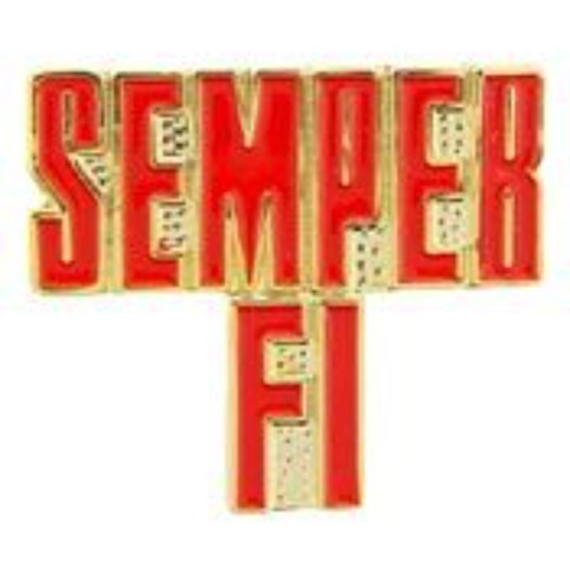 P15014 Pin - USMC, Script Semper FI - 1 in.