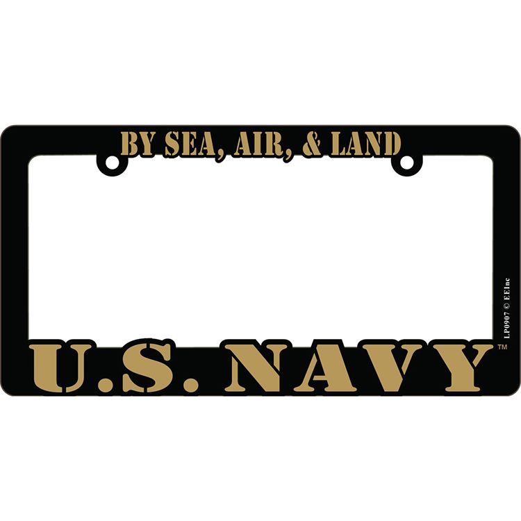 LP0907 Heavy Plastic License Plate Frame, USN - 6 x 12 in.