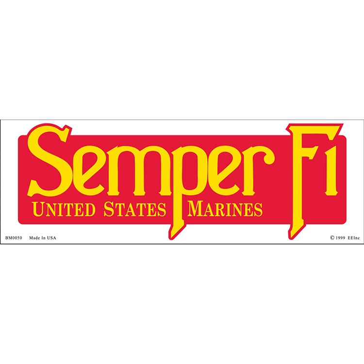BM0050 Sticker - USMC, Semper FI - 3.5 x 10 in.