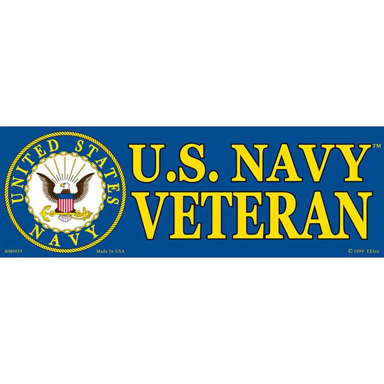 BM0055 Sticker - USN Logo, Veteran - 3.5 x 10 in.