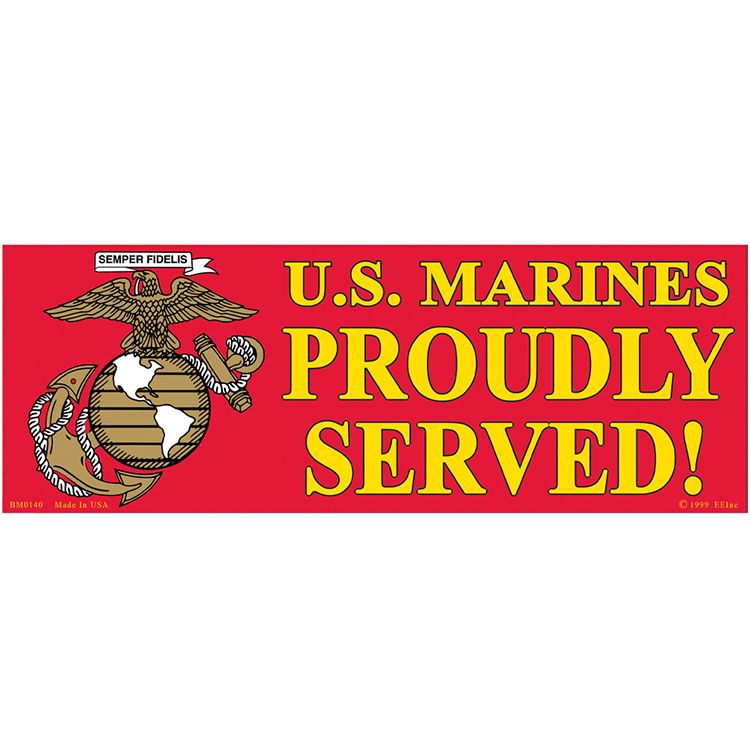 BM0140 Sticker - USMC Proudly Served - 3.5 x 10 in.