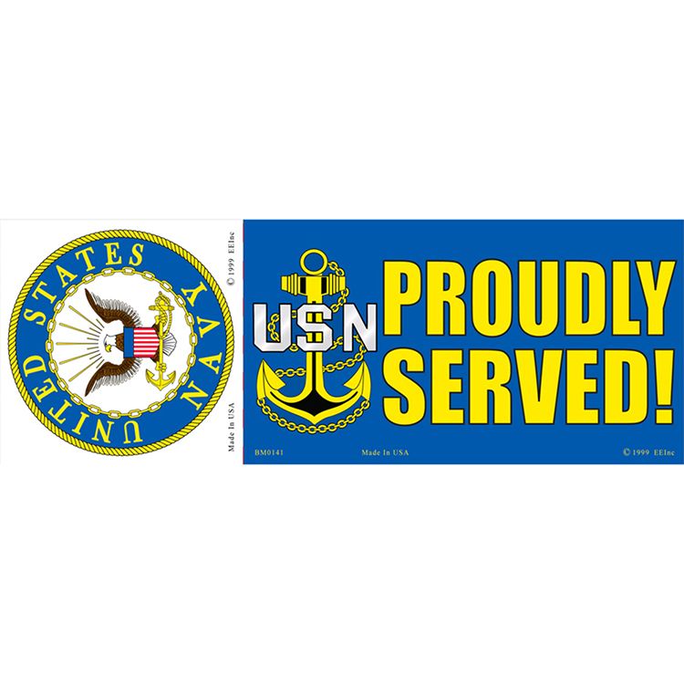 BM0141 Sticker - USN Proudly Served - 3.5 x 10 in.