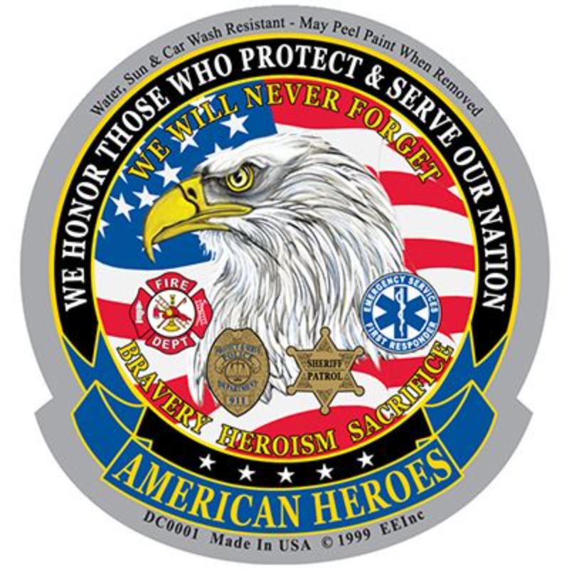 DC0001 Sticker - American Heroes - 3.75 in.