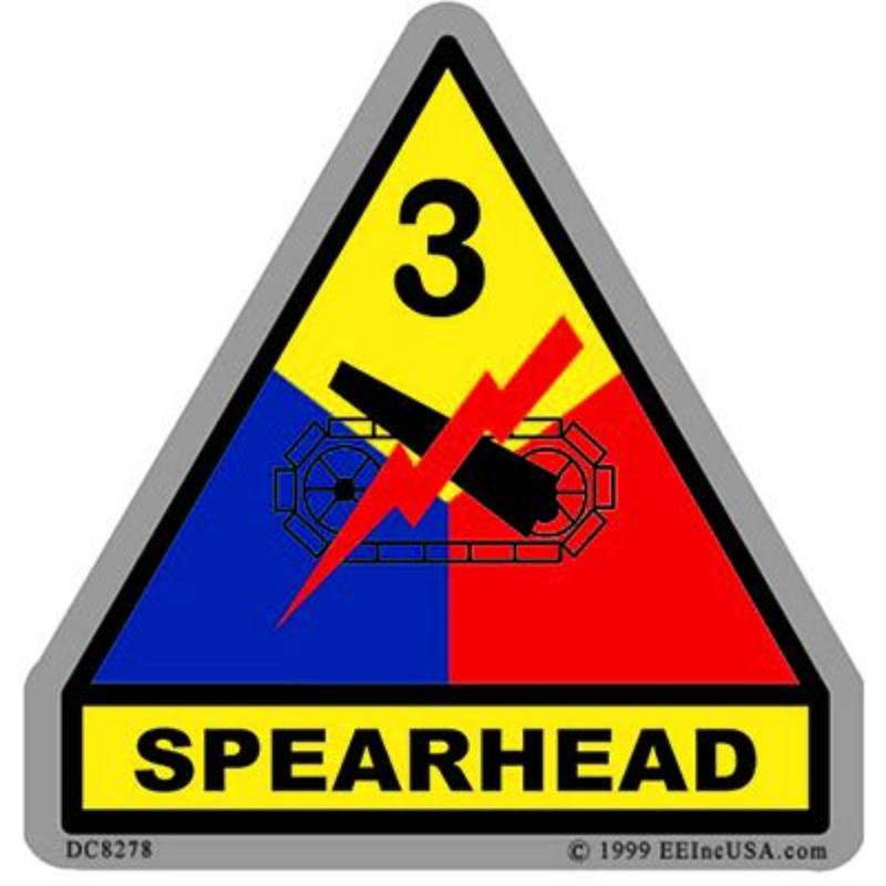 DC8278 Sticker - Army, 3rd Armor - 3.25 x 3.5 in.