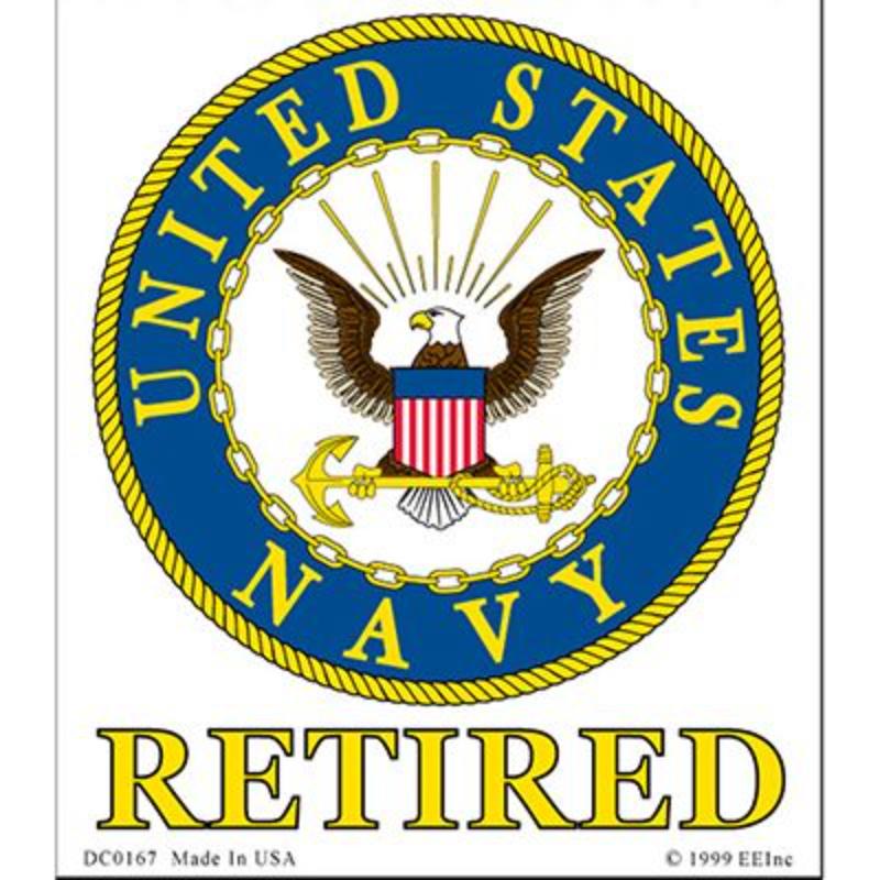 DC0167 Sticker - USN Logo, Retired - Clear Vinyl - 3.5 x 4.13 in.