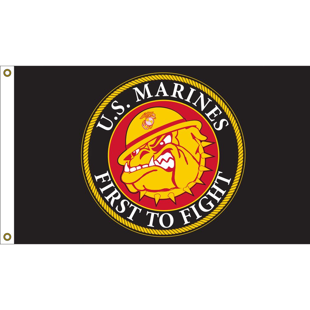 F1678 Flag - USMC Bull Dog, First-Fight - Poly-Cotton - 3 x 5 ft.