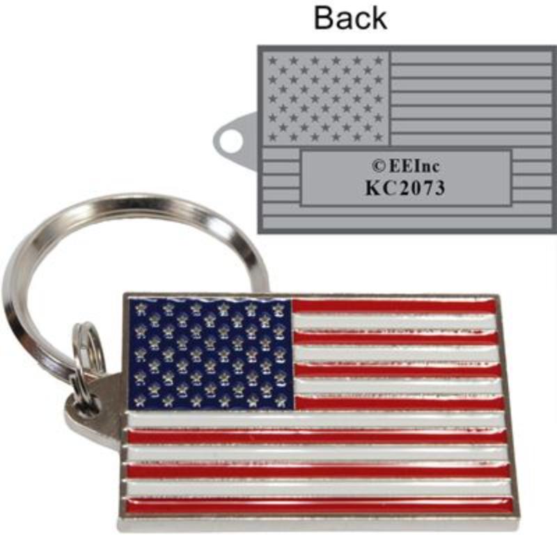 KC2073 Key Ring - USA Flag, Bright-Shine - 1.56 in.