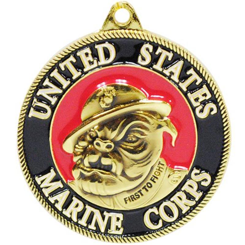 KC2077 Key Ring - USMC, Bulldog, Bright-Shine - 1.5 in.