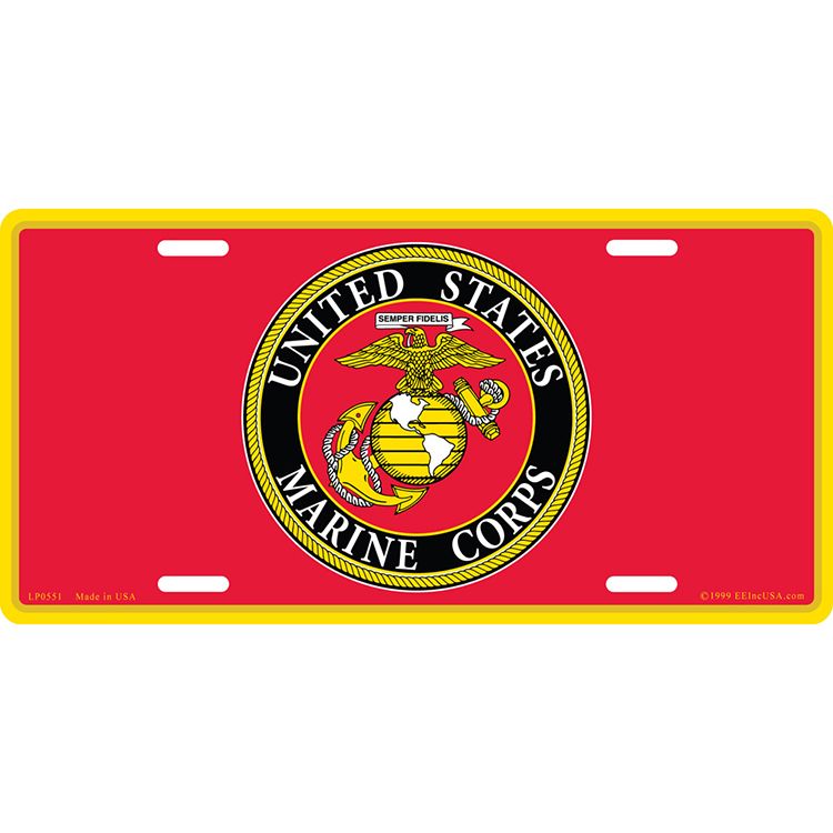 LP0551 License Plate Frame - USMC Logo, Red - 6 x 12 in.