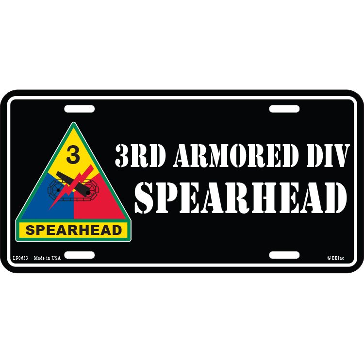 LP0633 License Plate Frame - Army, 3Rd Armored Division - 6 x 12 in.