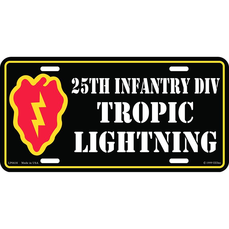 LP0638 License Plate Frame - Army, 25Th Infantry Division - 6 x 12 in.