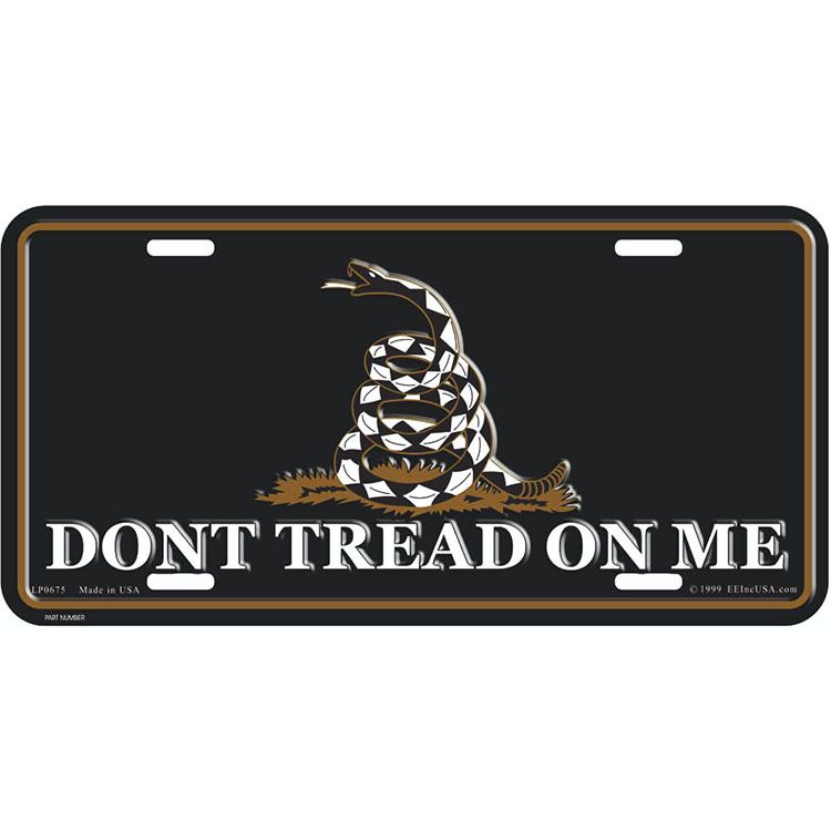 LP0675 License Plate Frame - Dont Tread on Me, Black - 6 x 12 in.