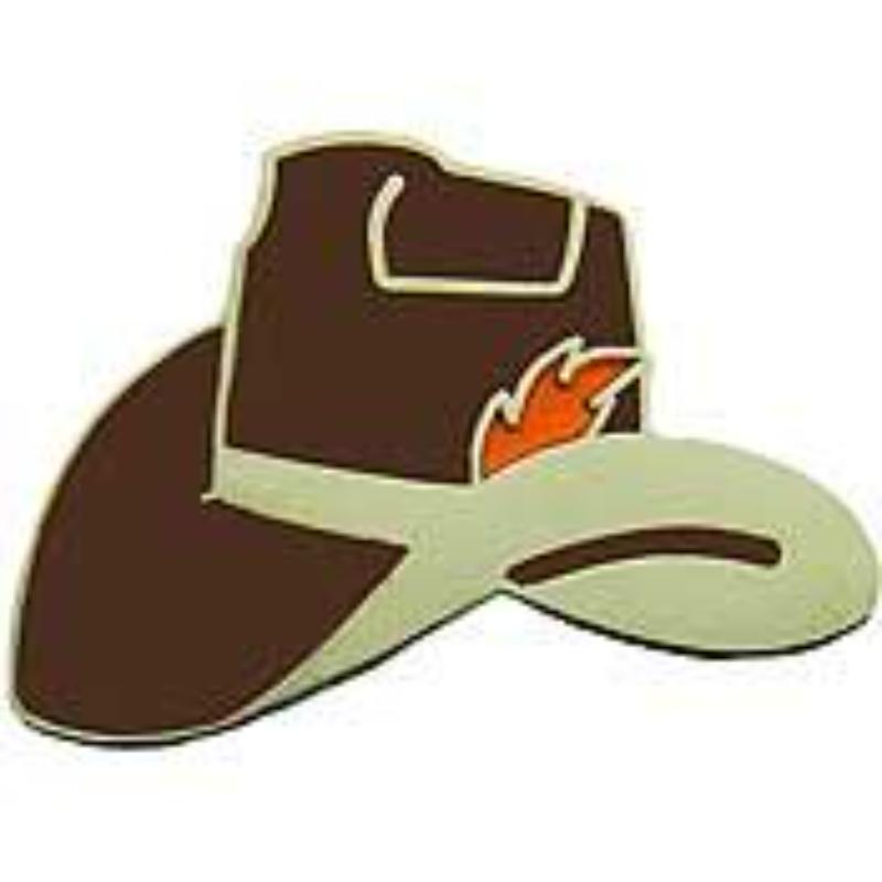 P01662 Pin - Cowboy, Hat, Brown - 1 in.