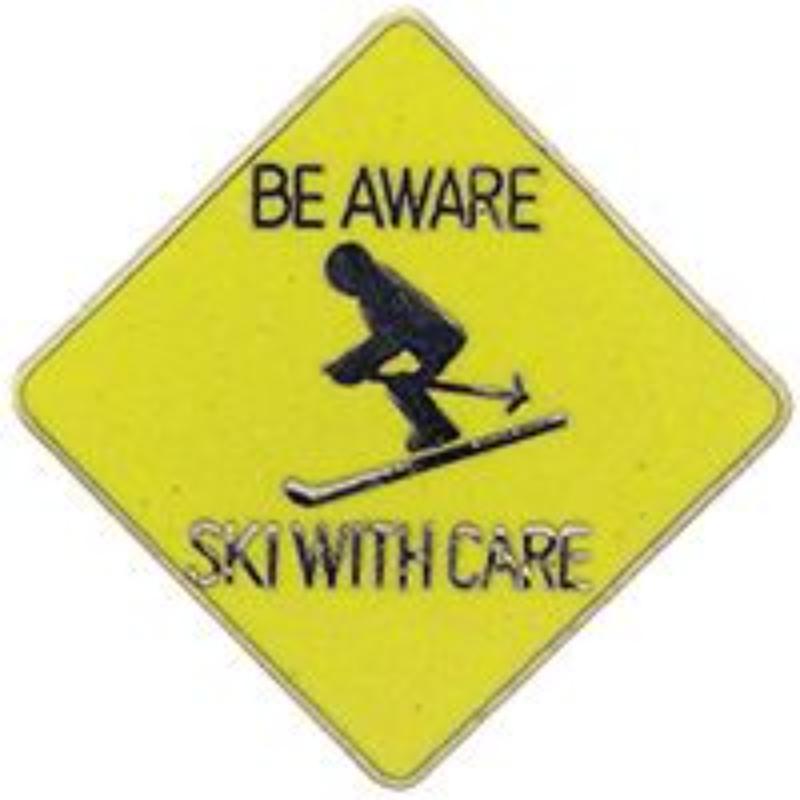 P01898 Pin - Ski With Care - 1 in.