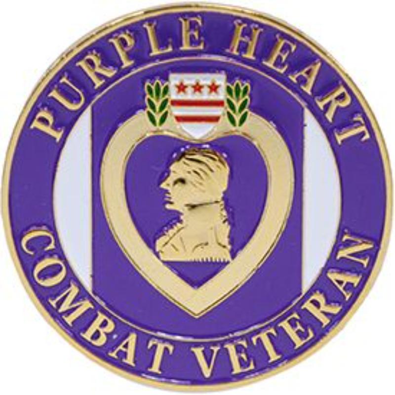 P03776 Pin - Purple Heart, Combat - Veteran - 1.5 in.
