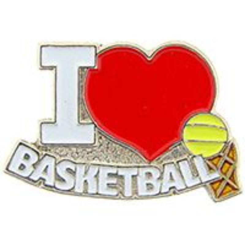 P03903 Pin - Basketball, I Love - 1 in.