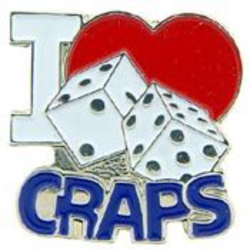 P03908 Pin - Game, Craps, I Love - 1 in.