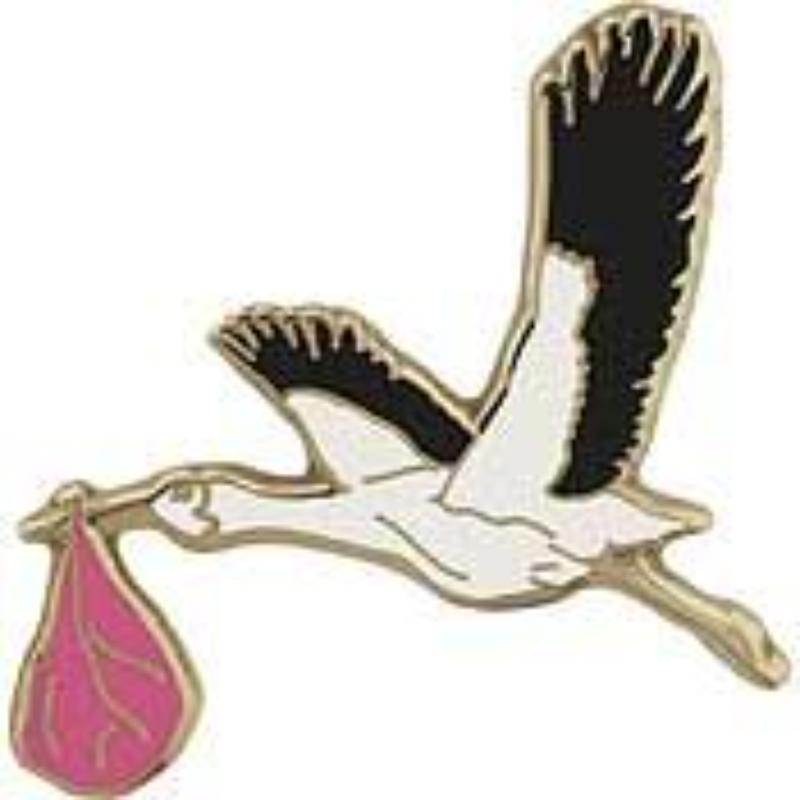 P06986 Pin - Stork, Pink - 1.25 in.