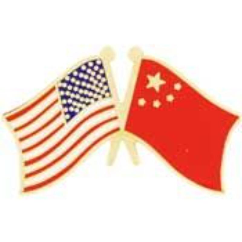 Cross Flags Pin - USA & China - 1.125 in. - Durable Design