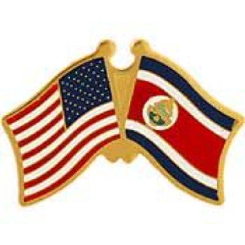 Cross Flags Pin - USA & Costa Rica - 1.125 in. - Durable Design