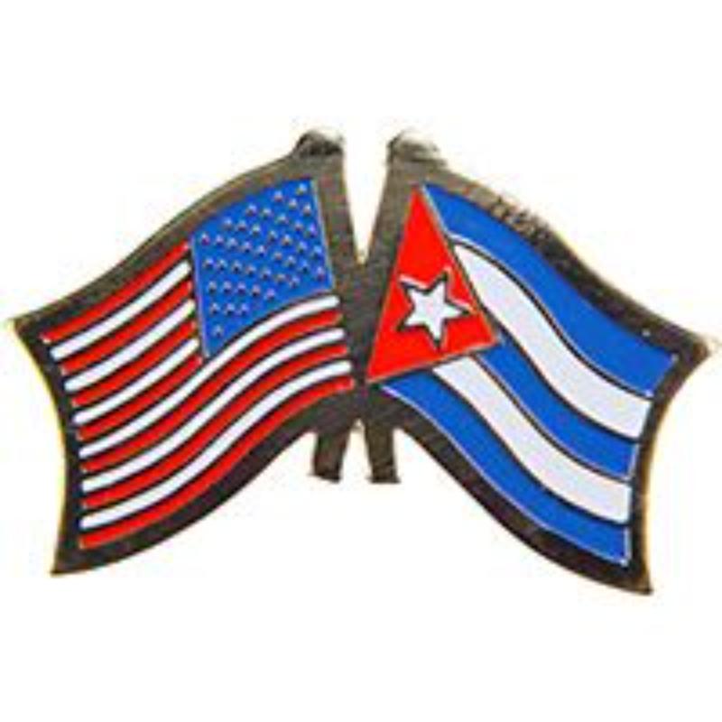 Cross Flags Pin - USA & Cuba - 1.125 in. - Durable Design