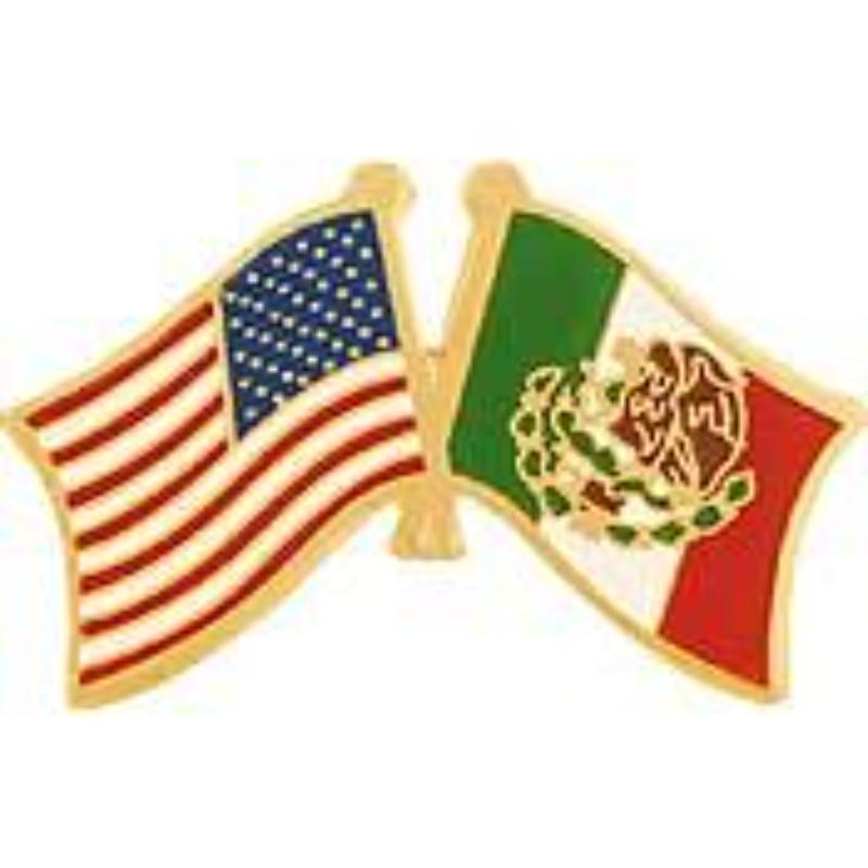 Cross Flags Pin - USA & Mexico - 1.125 in. - Durable Design