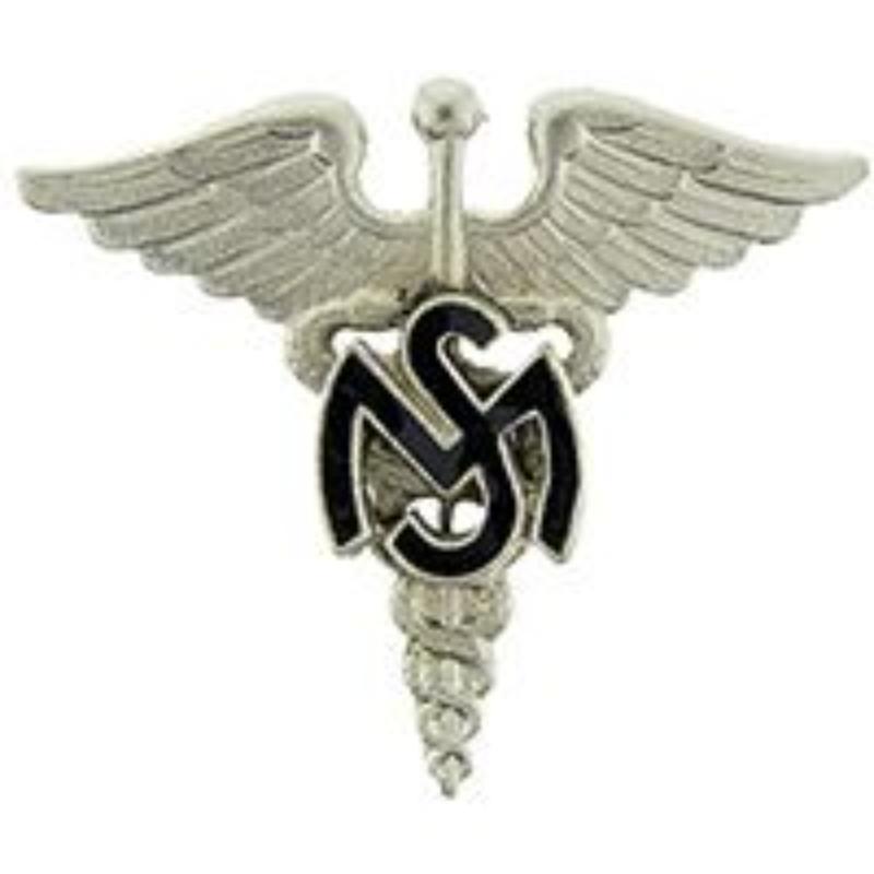 P10454 Pin - Medical, Caduceus, Meritorius Services- Silver - 1 in.