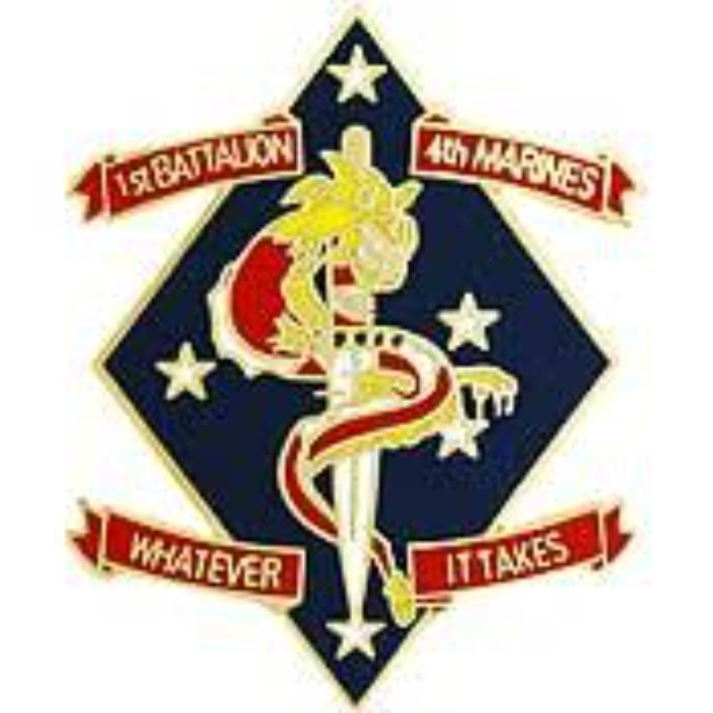 P14196 Pin - USMC, 1st Bn 4th Mar - Whatever It Takes - 1.125 in.