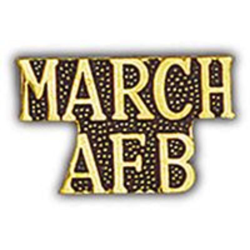 P15396 Pin - USAF, Script March Air Force Base - 1 in.