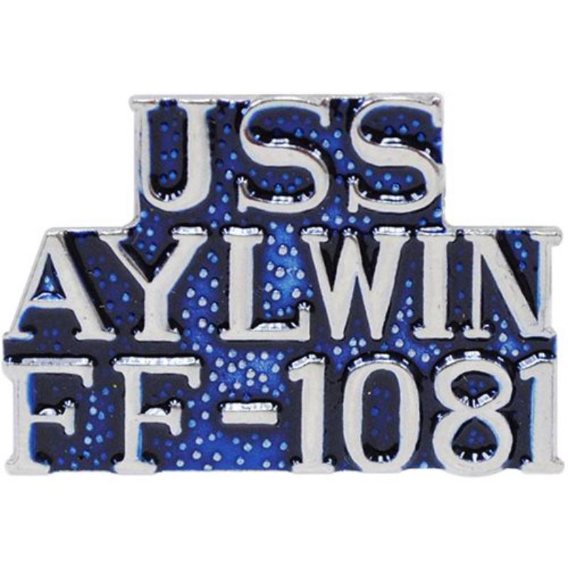 P15428 Pin - USS, Aylwin - Script - 1 in.