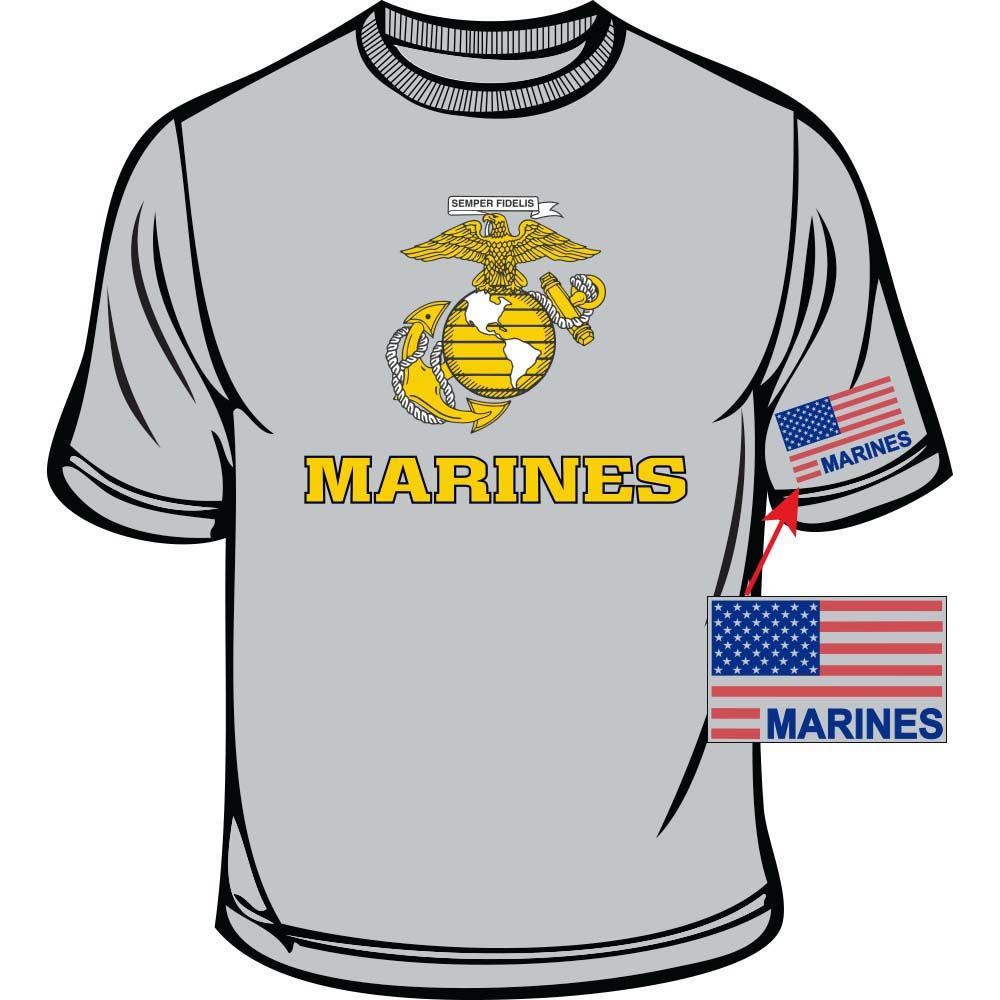 CS0215 T-Shirt - US Marines RW&B, Heather