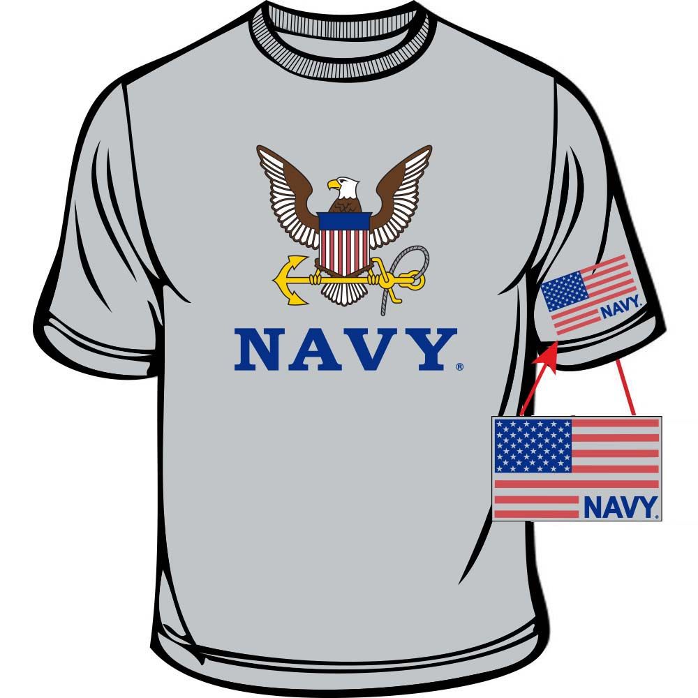 CS0315 T-Shirt - US Navy RW&B, Heather