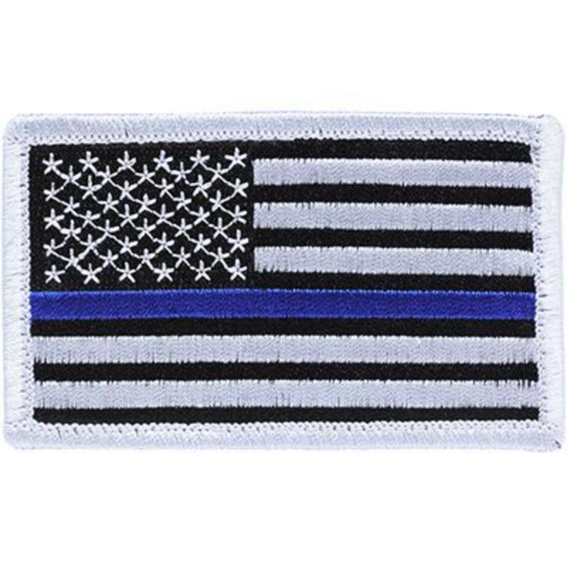 PM3012V Patch - Police Blue Line, Flag - Cloth Hook & Eye - 3.38 x 2 in.