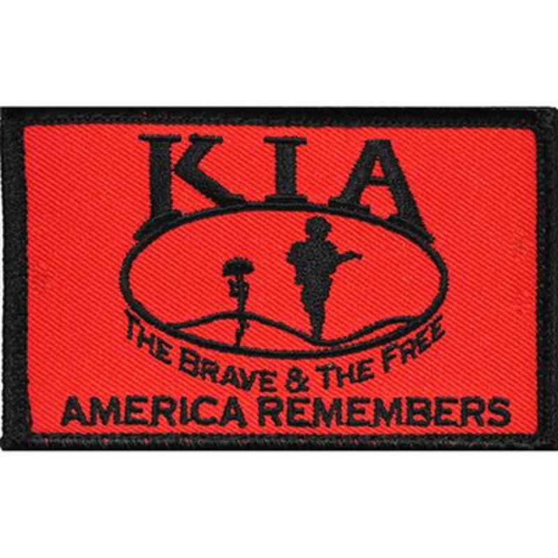 PM3842V Patch - Kia, Honor Flag, Red - Cloth Hook & Eye - 3.5 x 2.25 in.