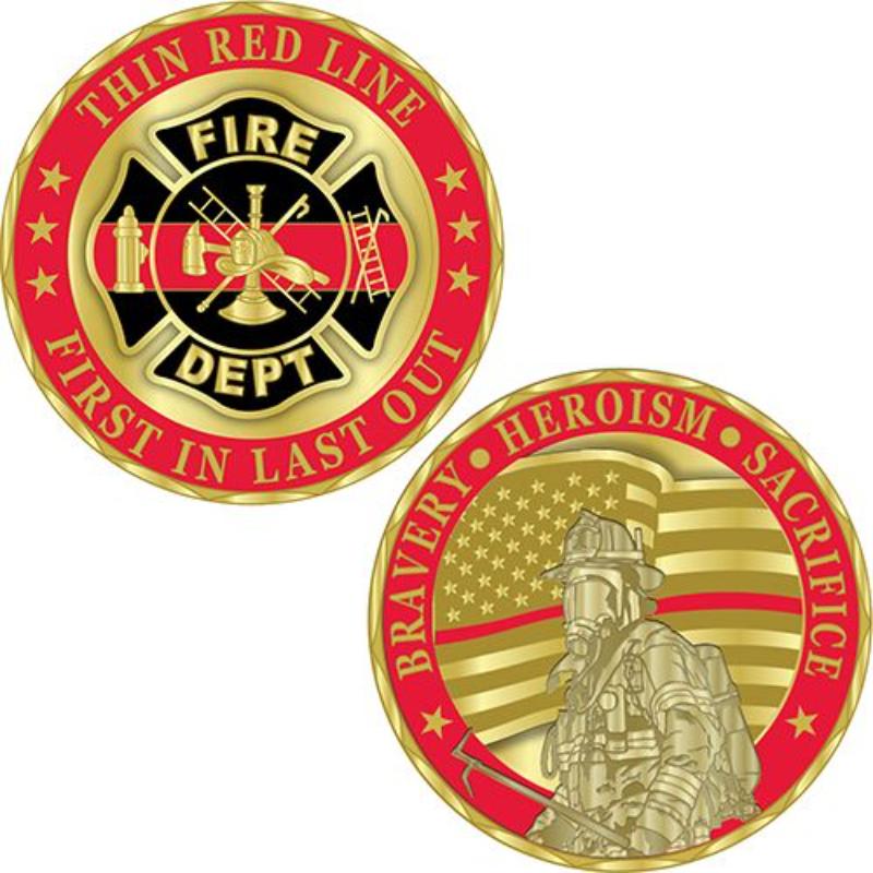 Picture of Eagle Emblems CH0202 Challenge Coin - Fire Department - Thin Red Line - 1.75 in.