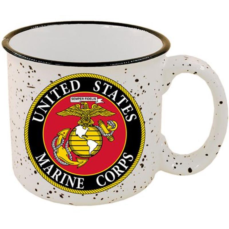 Picture of Eagle Emblems CU0201 Cup - Coffee, US Marines Logo - Stone-Speckled Camper - 14 oz